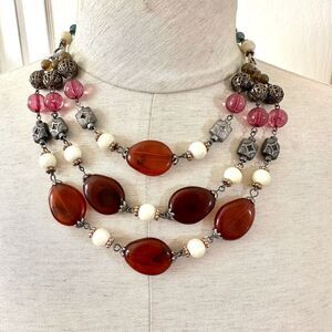Multi strand beaded statement necklace
